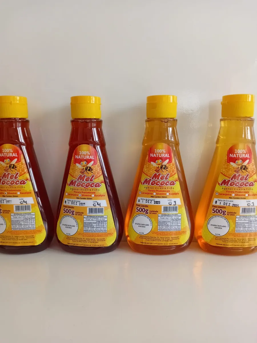 Kit 4 Bisnagas Mel 500g(2silvestre+ 2laranjeira)| Mel Mococa