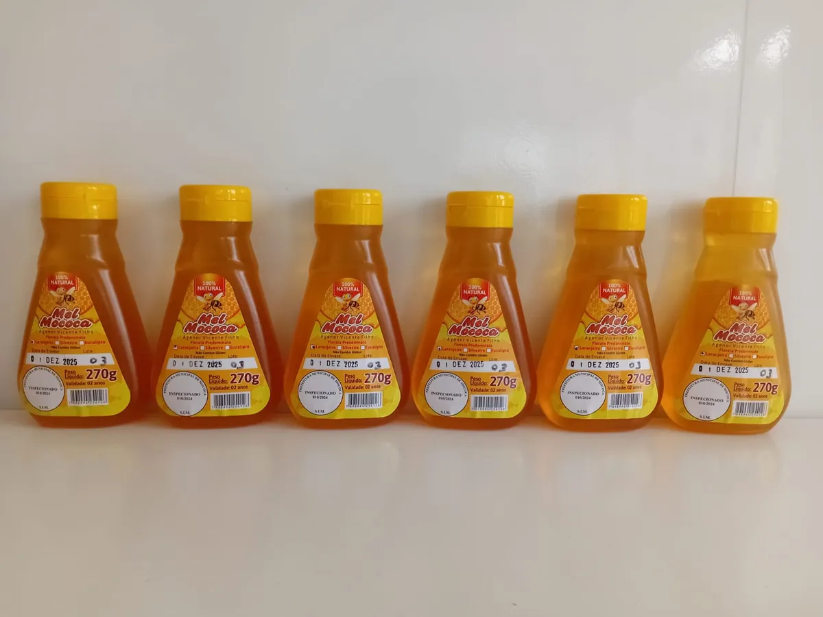 Kit 6 Bisnagas Mel Puro 270g |florada Laranjeira| Mel Mococa